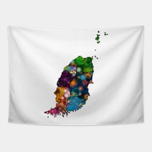 Spirograph Patterned Grenada Islands Map Tapestry