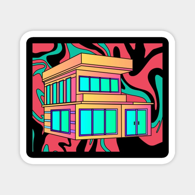 Illustration Dream House Villa Color Effects Magnet by flofin