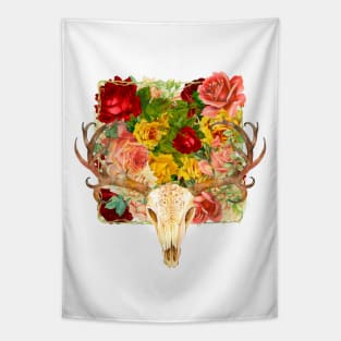 Flowered Deer Skull Tapestry