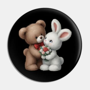 Love Bunny and Snuggle Bear Pin