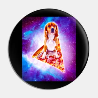 Outer Space Galaxy Dog Riding Pizza Pin