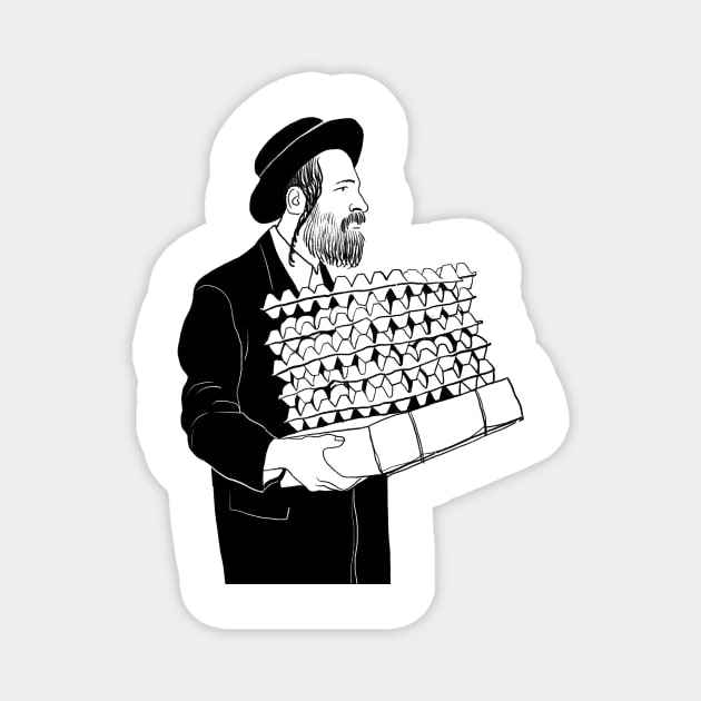 Orthodox Jew holding boxes full of eggs Magnet by argiropulo