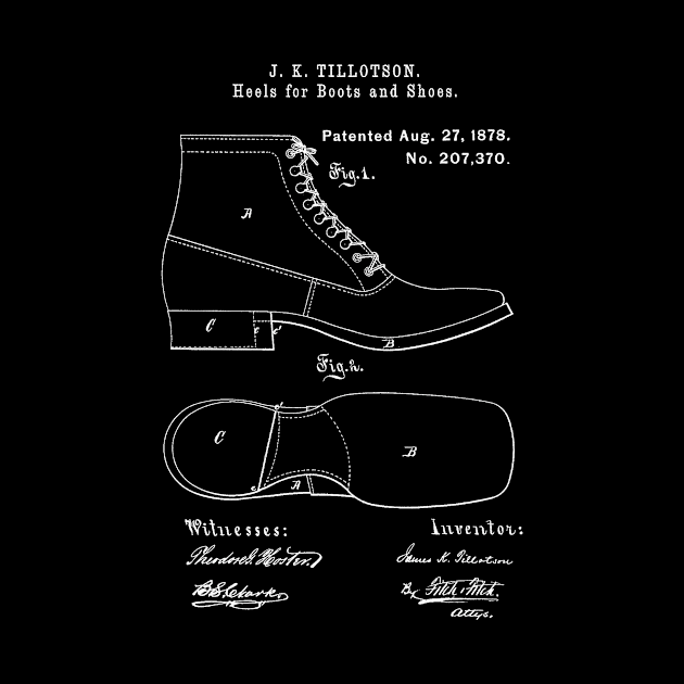 Vintage 'Heels for Boots & Shoes" Patent Art c1878 T-Shirt by SheckMastaFlex