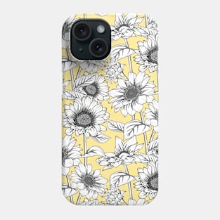 Sunflowers Line Art Pattern Phone Case