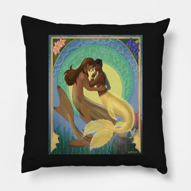 Fancy Merfolk Pillow by gearfeathers