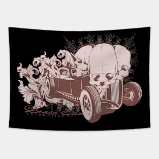 Brass Era Automotive Skull Car Tapestry