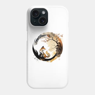 Fox Enso Zen Circle Sumie Japanese art Phone Case