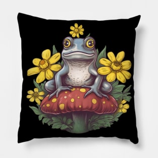 Cute Cottagecore Aesthetic Frog Mushroom Pillow