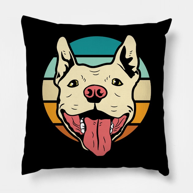 Retro Classic Pitbull Terrier Pillow by Cup of Tee