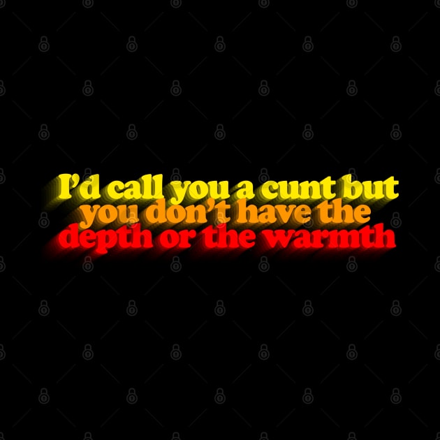 I'd call you a c*nt but you don't have the depth or the warmth - Typographic Humor Design by DankFutura