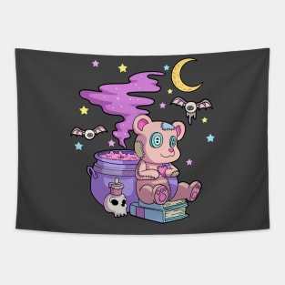 Kawaii Pastel Goth Cute Creepy Bear Witch Voodoo Doll Skull Tapestry