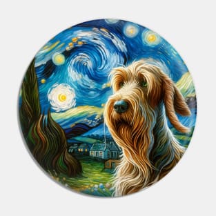 Starry Spinone Italiano, Spinone Dog Portrait - Pet Portrait Pin