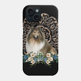 Wonderful collie with flowers Phone Case