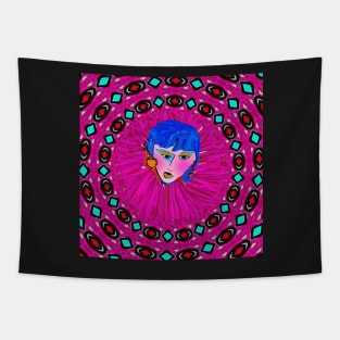 Blue Hair and Pink Cheeks Tapestry