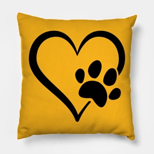 Dog paw in heart Pillow