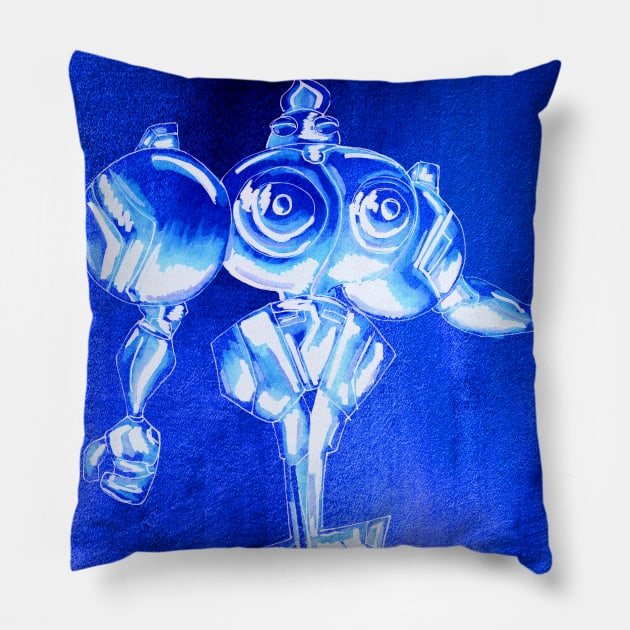 blue gundam dogu alien darkstalker Pillow by jorge_lebeau