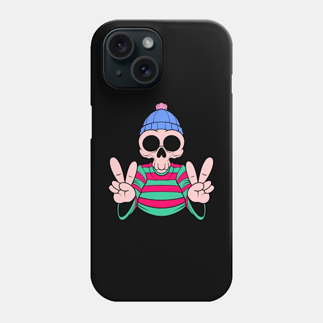 cool peace skull cartoon Phone Case by TOSSS LAB ILLUSTRATION