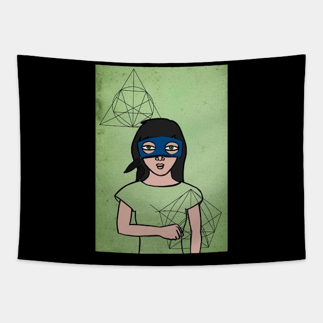 Earth-Inspired Digital Collectible - Character with FemaleMask, BasicEye Color, and GreenSkin on TeePublic Tapestry by Hashed Art