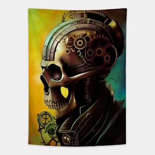 Skull Illustration Steampunk Tapestry