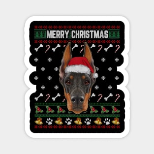 Doberman Lovers Ugly Xmas Sweater Merry Christmas Magnet