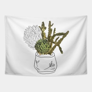 Photo collage boho modern illustration for cacti lovers Tapestry