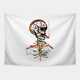 Skull with a Cigarette Tapestry