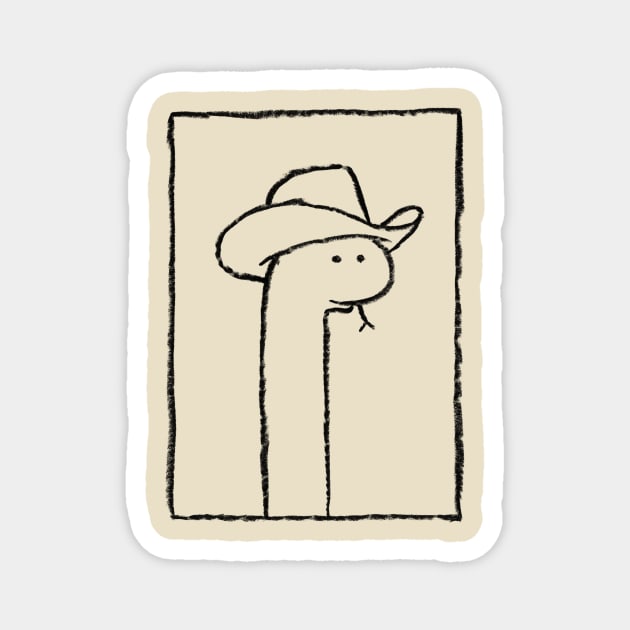 Squiggles The Snake In A Stetson Magnet by AnyoneCanYeehaw