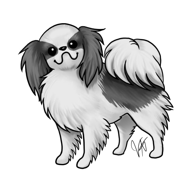 Dog - Japanese Chin - Black and White by Jen's Dogs Custom Gifts and Designs