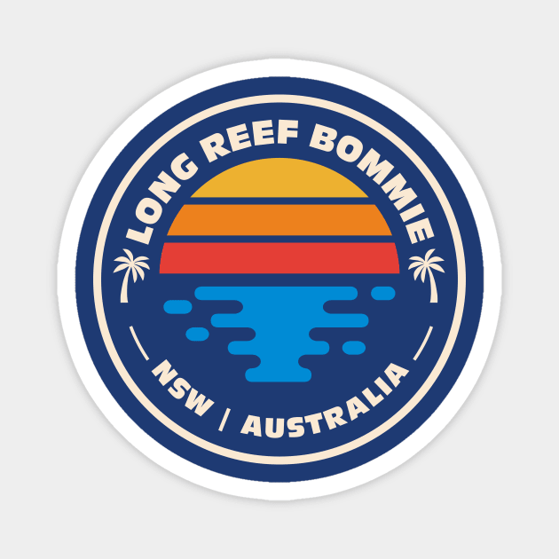 Retro Long Reef Bommie NSW Australia Vintage Beach Surf Emblem Magnet by Now Boarding