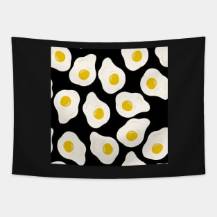 Fried eggs black Tapestry