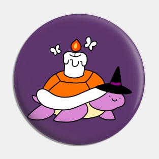 Candle Witch Turtle Pin