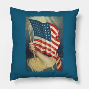 The Arm of America with the Flag Vintage Postcard Art Pillow