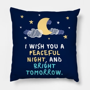 Good Night Quote with moon and stars Pillow