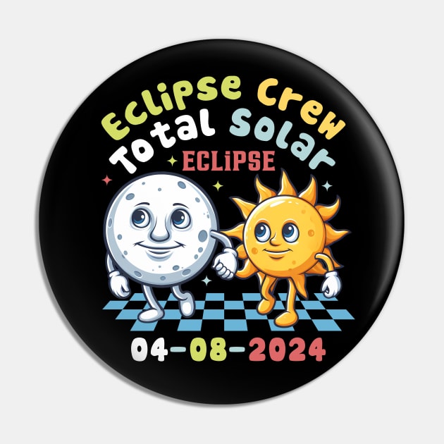 Eclipse Crew Total Solar Eclipse 04-08-2024 Retro Style Pin by jadolomadolo