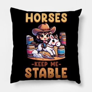 Horses Keep Me Stable I Equestrian Pony Horse Fan Pillow