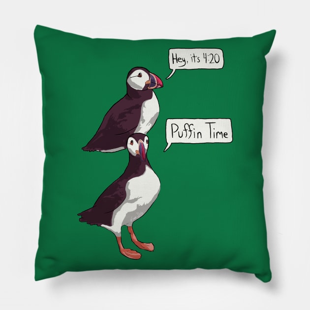 Puffin Time - 'just the birbs' Pillow by BeSmartFightDirty