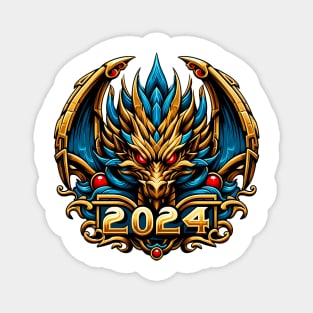 Wooden Gold Blue Dragon 2024 No.7 Magnet