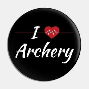 I Love Archery Cute Red Heartbeat Pin