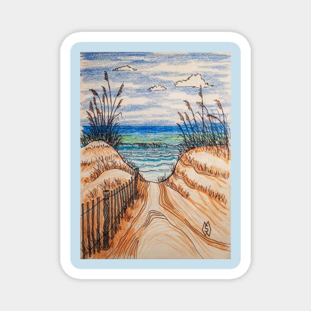 Between the sand dunes at the beach Magnet by Matt Starr Fine Art