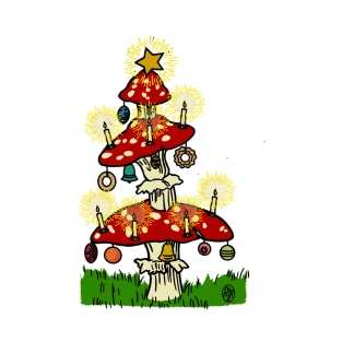 Vintage Fairy Mushroom Christmas Tree T-Shirt