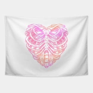 Skeleton ribs heart Tapestry