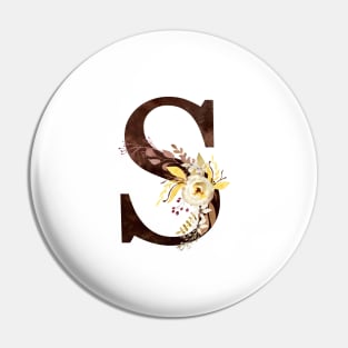 Floral Monogram S Lovely Autumn Foliage Pin