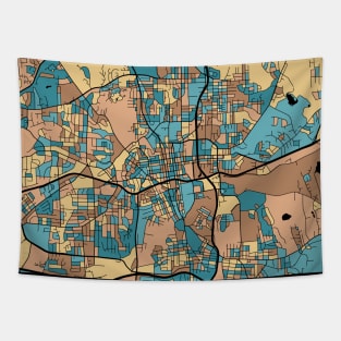 Winston-Salem Map Pattern in Mid Century Pastel Tapestry