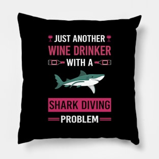 Wine Drinker Shark Diving Diver Pillow