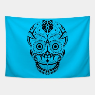 black sugar skull with a pattern smile ecopop Tapestry