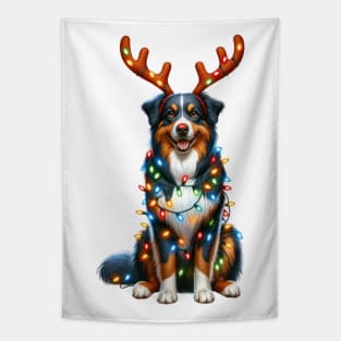 Christmas Red Nose Australian Shepherd Dog Tapestry