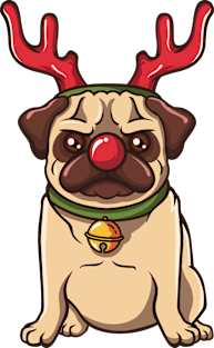 Reindeer Pug Christmas Animal Lover Dogs Magnet