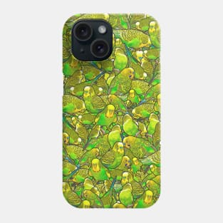 Green Budgie Pattern Phone Case