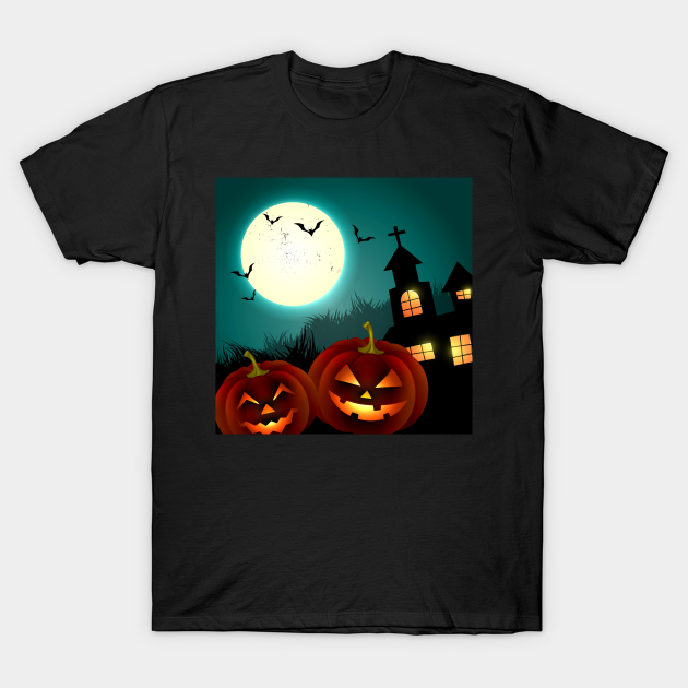 Haunted House and Pumpkins - Pattisonavephanatcs - T-Shirt