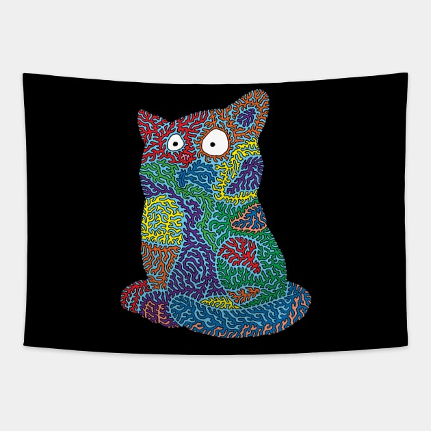 Patchwork Cat Tapestry by NightserFineArts